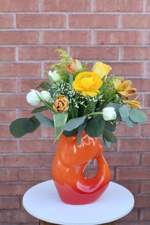 GurglePot orange avec fleurs